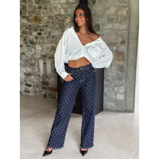 Jeans à pois Ophelie - Bleu foncé