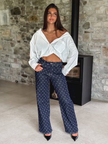 Jeans à pois Ophelie - Bleu foncé Jeans à pois Ophelie - Bleu foncé