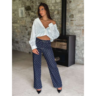 Jeans à pois Ophelie - Bleu foncé