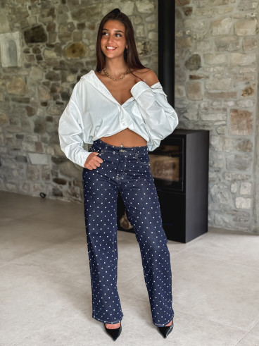 Jeans à pois Ophelie - Bleu foncé Jeans à pois Ophelie - Bleu foncé