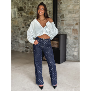 Jeans à pois Ophelie - Bleu foncé