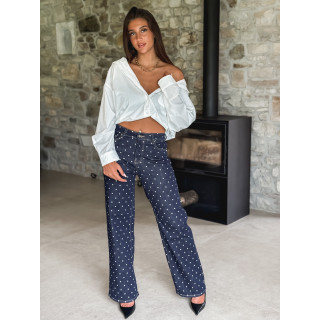Jeans à pois Ophelie - Bleu foncé