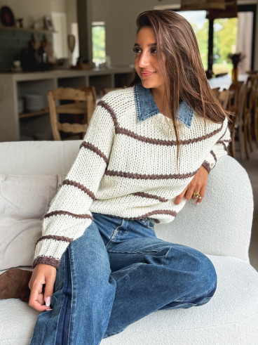 Pull Karolane - Ecru/Chocolat