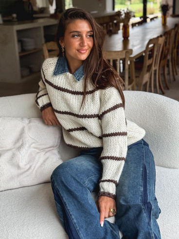 Pull Karolane - Ecru/Chocolat