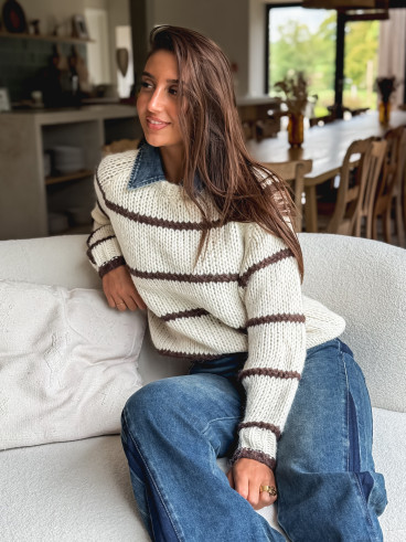 Pull Karolane - Ecru/Chocolat