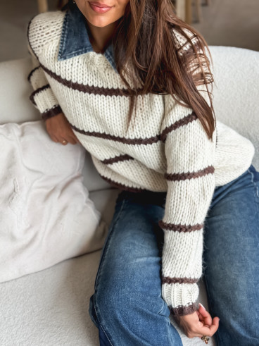 Pull Karolane - Ecru/Chocolat