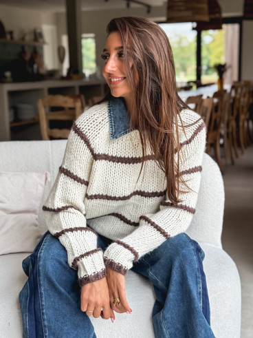 Pull Karolane - Ecru/Chocolat