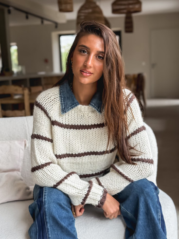 Pull Karolane - Ecru/Chocolat