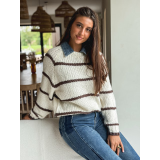 Pull Karolane - Ecru/Chocolat