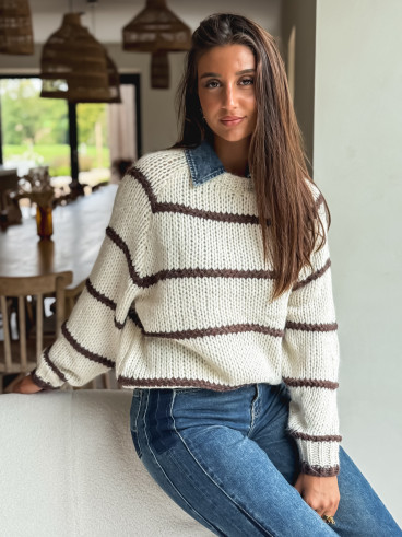 Pull Karolane - Ecru/Chocolat
