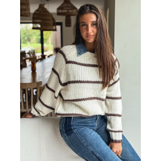 Pull Karolane - Ecru/Chocolat
