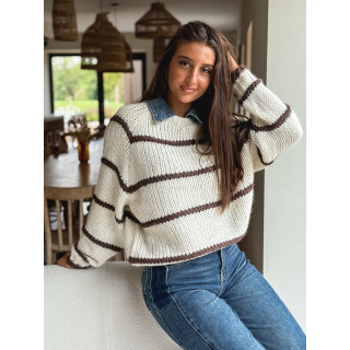 Pull Karolane - Ecru/Chocolat