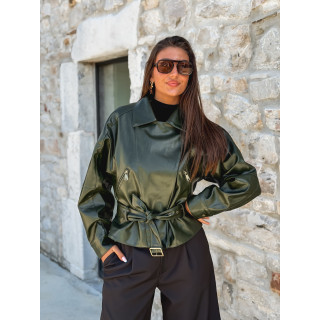 Perfecto simili cuir Aliane - Kaki foncé
