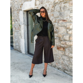 Perfecto simili cuir Aliane - Kaki foncé