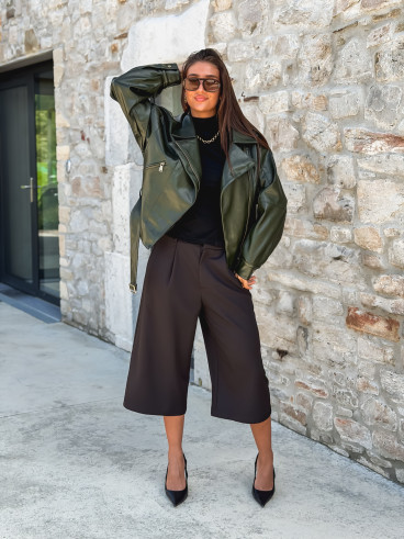 Perfecto simili cuir Aliane - Kaki foncé
