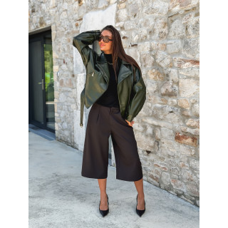 Perfecto simili cuir Aliane - Kaki foncé