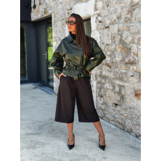 Perfecto simili cuir Aliane - Kaki foncé