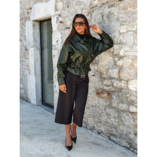 Perfecto simili cuir Aliane - Kaki foncé
