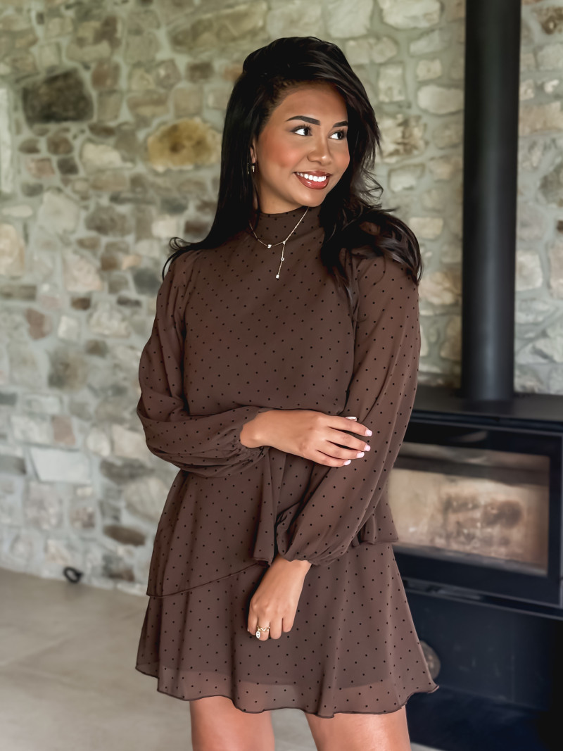 Robe à pois Séverine - Chocolat