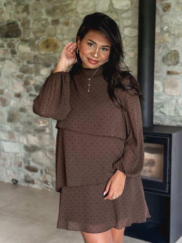 Robe à pois Séverine - Chocolat