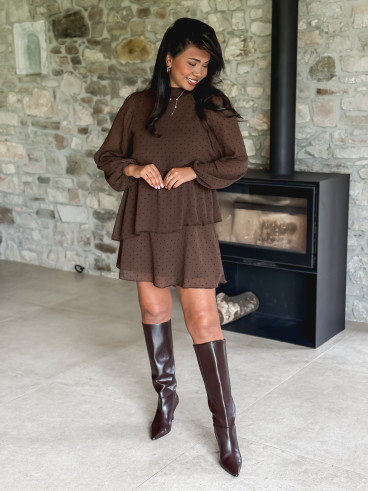 Robe à pois Séverine - Chocolat