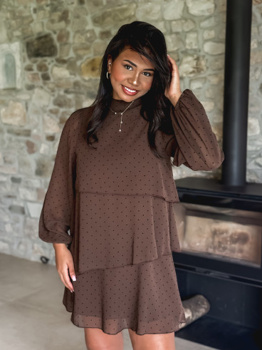 Robe à pois Séverine - Chocolat