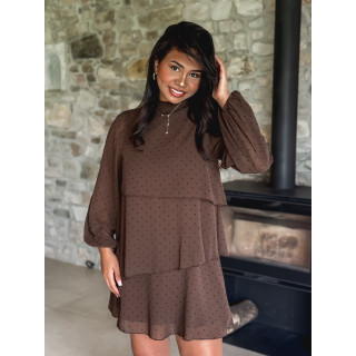 Robe à pois Séverine - Chocolat