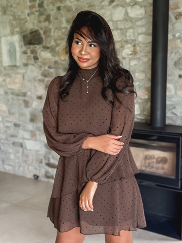 Robe à pois Séverine - Chocolat