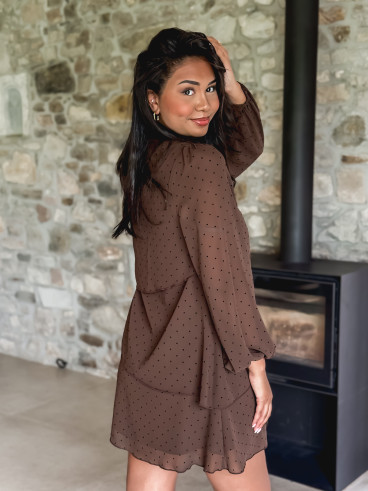 Robe à pois Séverine - Chocolat