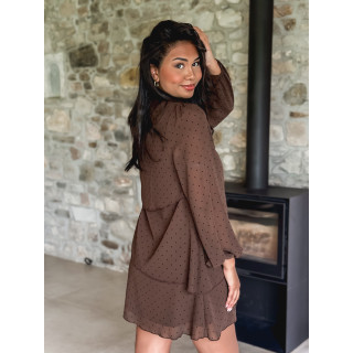 Robe à pois Séverine - Chocolat