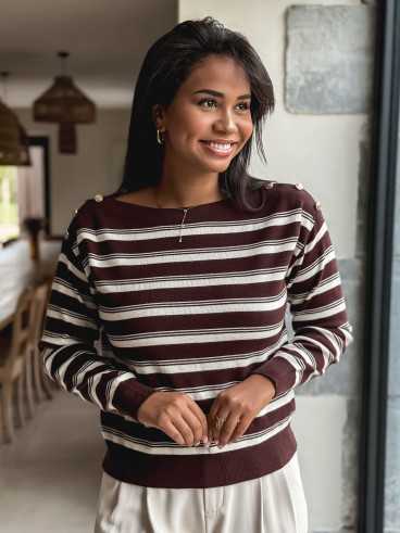 Pull ligné Amalyne - Chocolat