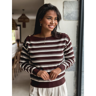 Pull ligné Amalyne - Chocolat