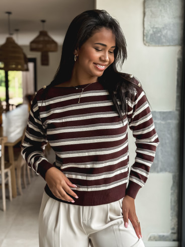Pull ligné Amalyne - Chocolat
