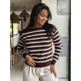 Pull ligné Amalyne - Chocolat