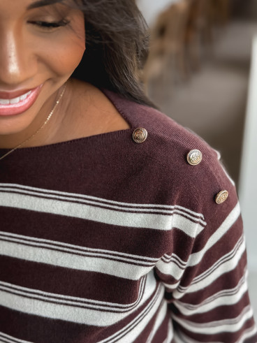 Pull ligné Amalyne - Chocolat