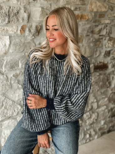Pull ligné Elézia - Bleu Pull ligné Elézia - Bleu