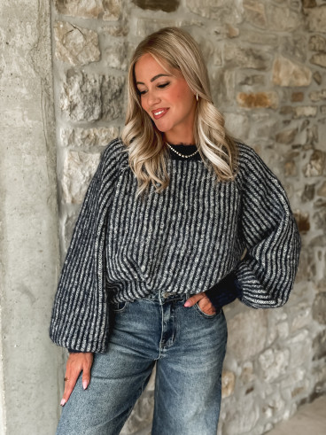 Pull ligné Elézia - Bleu Pull ligné Elézia - Bleu