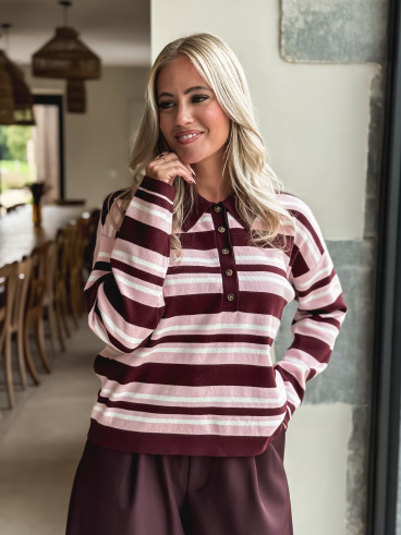 Pull ligné Lilaé - Bordeaux