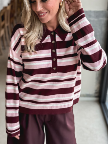 Pull ligné Lilaé - Bordeaux