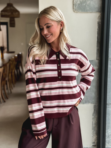 Pull ligné Lilaé - Bordeaux