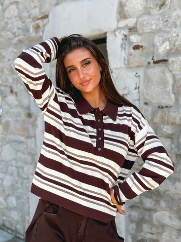 Pull ligné Lilaé - Chocolat Pull ligné Lilaé - Chocolat