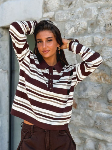 Pull ligné Lilaé - Chocolat