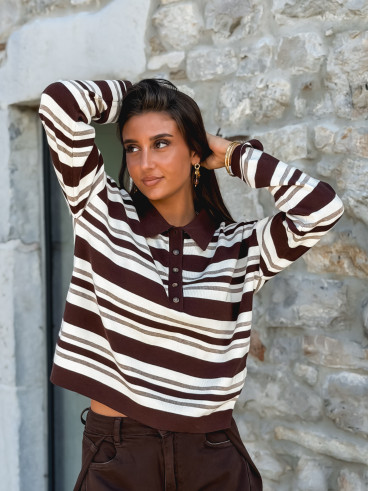 Pull ligné Lilaé - Chocolat