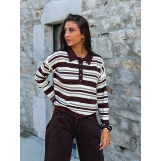 Pull ligné Lilaé - Chocolat
