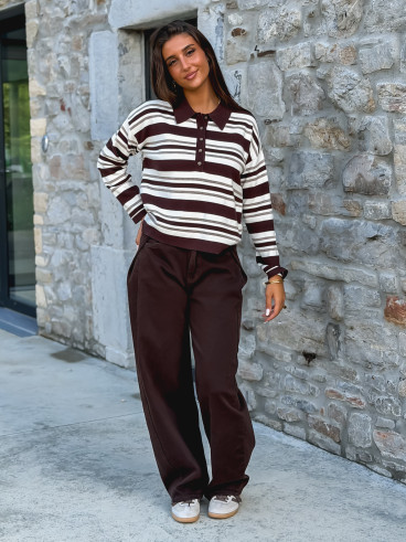 Pull ligné Lilaé - Chocolat Pull ligné Lilaé - Chocolat