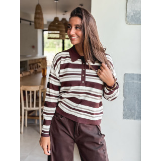Pull ligné Lilaé - Chocolat