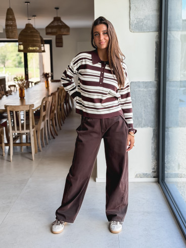 Pull ligné Lilaé - Chocolat Pull ligné Lilaé - Chocolat