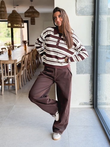 Pull ligné Lilaé - Chocolat Pull ligné Lilaé - Chocolat
