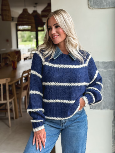 Pull Karolane - Marine/Ecru