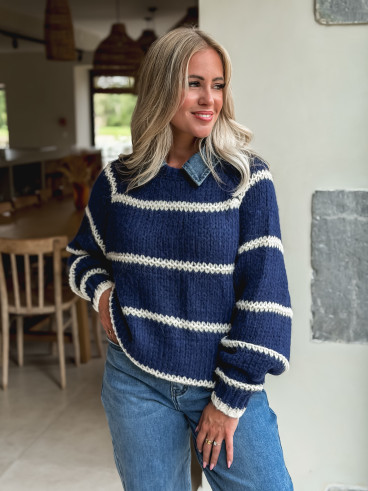 Pull Karolane - Marine/Ecru